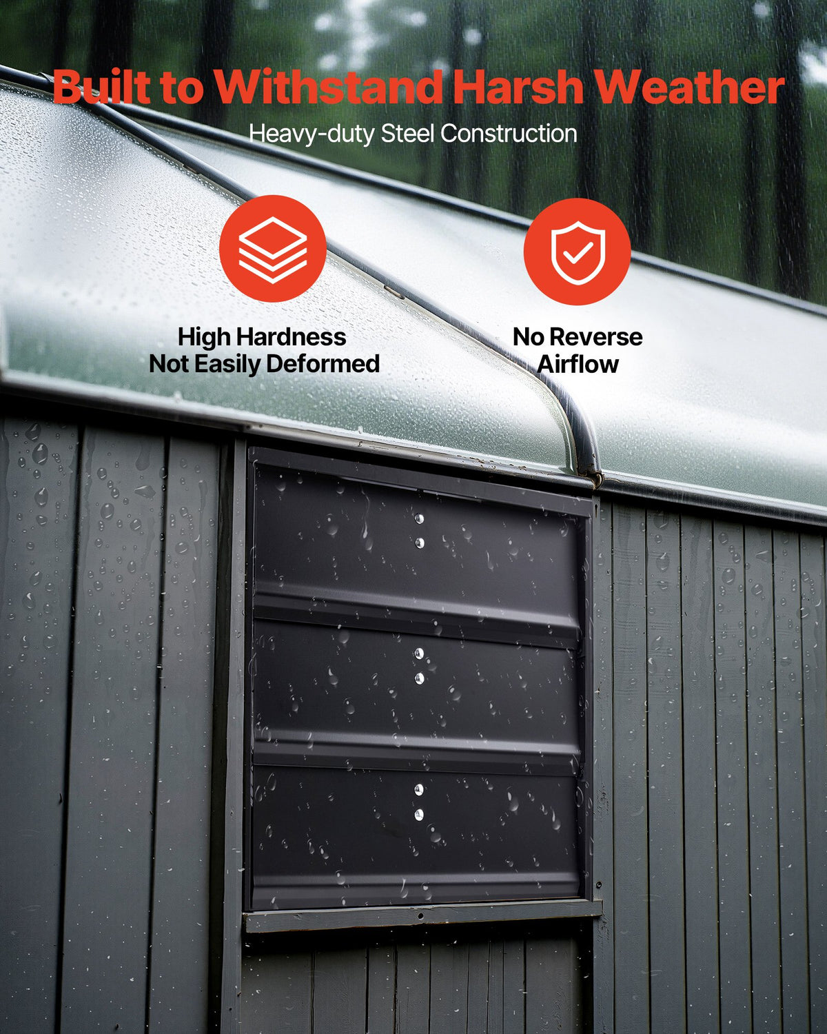 VEVOR 14 inch Shutter Exhaust Fan, Wall Mounted Attic Vent Fan with Variable Speed Controller, 1400 CFM, AC Motor, Heavy-duty Steel, Low Noise for Shed, Garage, Greenhouse Ventilation Cooling, Black - BYCSPQSACDJSIR8CP001V1 - view 5