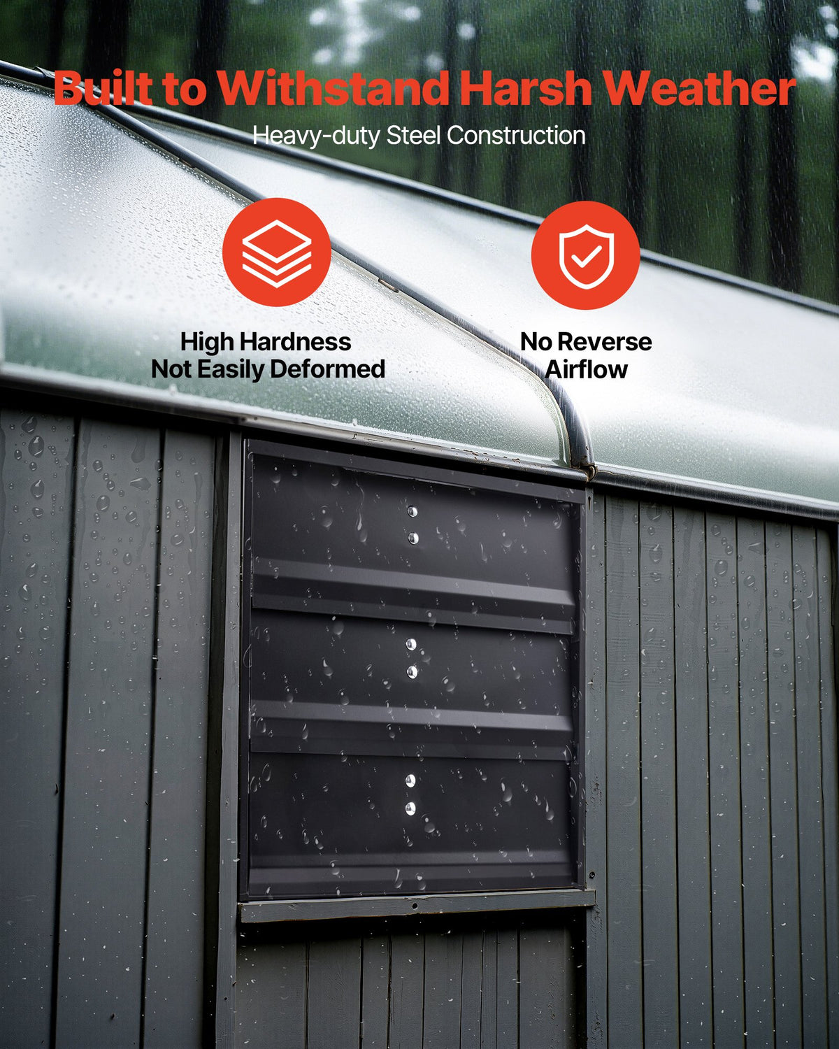 VEVOR 12 inch Shutter Exhaust Fan, Wall Mounted Attic Vent Fan with Variable Speed Controller, 1100 CFM, AC Motor, Heavy-duty Steel, Low Noise for Shed, Garage, Greenhouse Ventilation Cooling, Black - BYCSPQSACDJSLL06X001V1 - view 5