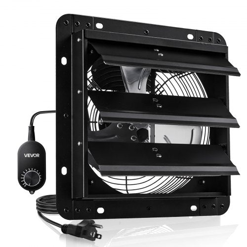 VEVOR 10 inch Shutter Exhaust Fan, Wall Mounted Attic Vent Fan with Variable Speed Controller, 900 CFM, AC Motor, Heavy-duty Steel, Low Noise for Shed, Garage, Greenhouse Ventilation Cooling, Black - BYCSPQSACDJSMDKHS001V1 - view 2