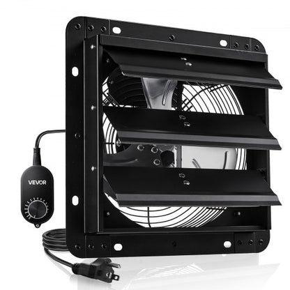VEVOR 10 inch Shutter Exhaust Fan, Wall Mounted Attic Vent Fan with Variable Speed Controller, 900 CFM, AC Motor, Heavy-duty Steel, Low Noise for Shed, Garage, Greenhouse Ventilation Cooling, Black - BYCSPQSACDJSMDKHS001V1 - view 2