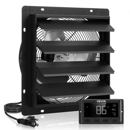 VEVOR 14 inch Shutter Exhaust Fan, Wall Mounted Attic Vent Fan with Smart Programming Variable Speed Temperature Control, 2000 CFM,EC Motor,Timer, for Shed,Garage,Greenhouse Ventilation Cooling,Black - BYCSPQSECDJKF17P0001V1 - view 2