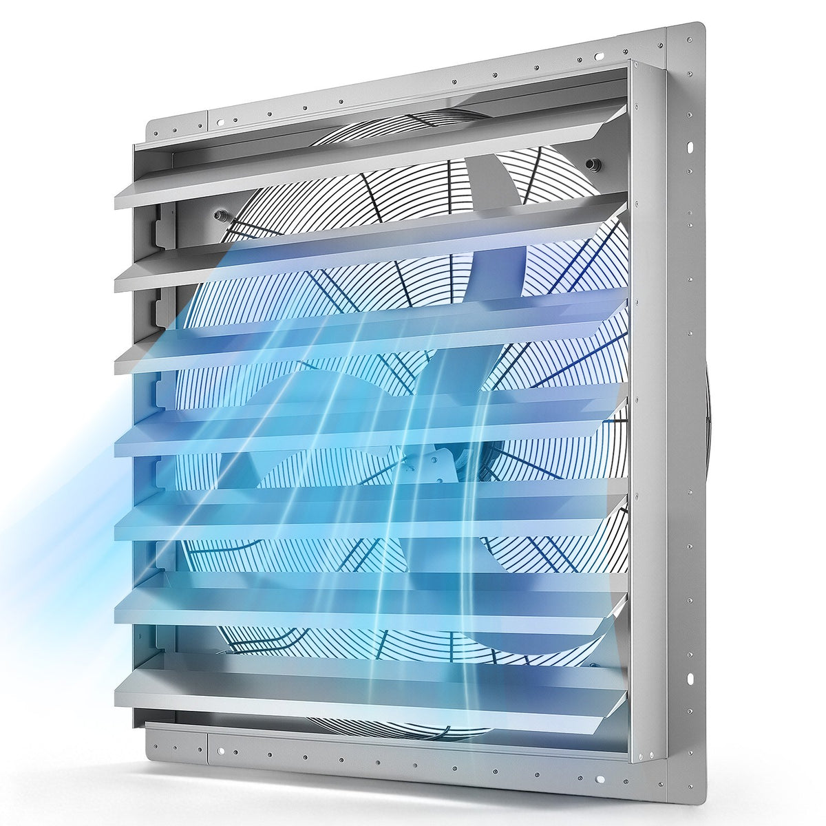 VEVOR 36 Inch Shutter Exhaust Fan Wall Mounted Automatic Louvers Silver, Sturdy Steel Housing, Low Noise, AC Motor, 9761 CFM Ventilation and Cooling for Attic, Garage, Barn, Greenhouse, Workshop - BYCSPQSMZKAC0E5CI001V1 - view 1