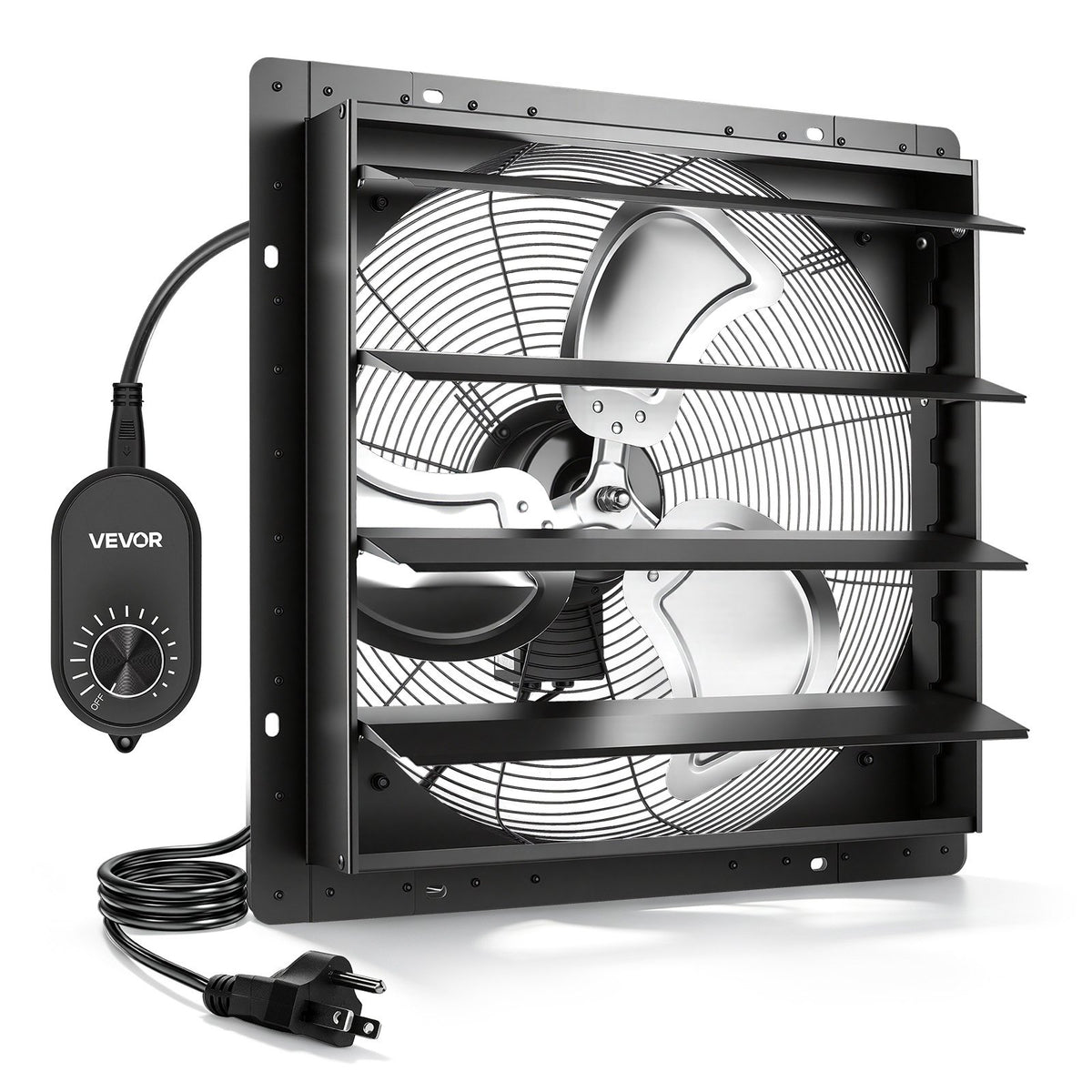 VEVOR 20 in Shutter Exhaust Fan Wall-Mount Automatic Louvers Variable Speed, Sturdy Steel Housing, Low Noise, AC Motor, 4499 CFM Ventilation and Cooling for Attic, Garage, Barn, Greenhouse, Workshop - BYCSPQSMZKAC17C3R001V1 - view 1
