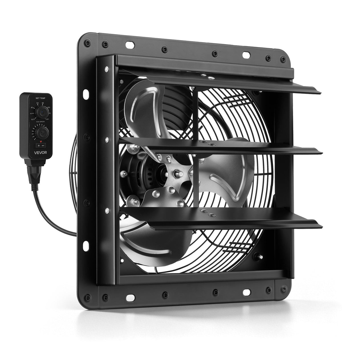 VEVOR 10 inch Shutter Exhaust Fan Wall-Mount Variable Speed Temperature, Automatic Louvers Sturdy Steel Housing, Low Noise, Ventilation and Cooling for Attic, Garage, Barn, Greenhouse, Workshop - BYCSPQSMZKAC2L5V5001V1 - view 1