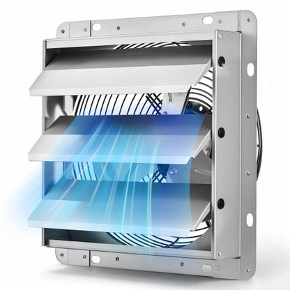 VEVOR 10 Inch Shutter Exhaust Fan Wall Mounted 874 CFM Automatic Louvers, Sturdy Steel Housing, Low Noise, AC Motor, Ventilation and Cooling for Attic, Garage, Barn, Greenhouse, Workshop, Silver - BYCSPQSMZKAC83W3Z001V1 - view 2