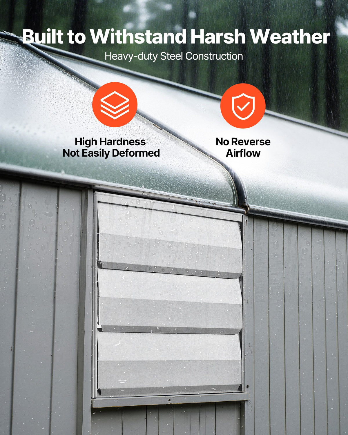 VEVOR 10 Inch Shutter Exhaust Fan Wall Mounted 874 CFM Automatic Louvers, Sturdy Steel Housing, Low Noise, AC Motor, Ventilation and Cooling for Attic, Garage, Barn, Greenhouse, Workshop, Silver - BYCSPQSMZKAC83W3Z001V1 - view 5