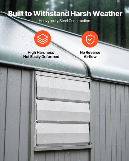 VEVOR 10 Inch Shutter Exhaust Fan Wall Mounted 874 CFM Automatic Louvers, Sturdy Steel Housing, Low Noise, AC Motor, Ventilation and Cooling for Attic, Garage, Barn, Greenhouse, Workshop, Silver - BYCSPQSMZKAC83W3Z001V1 - view 5