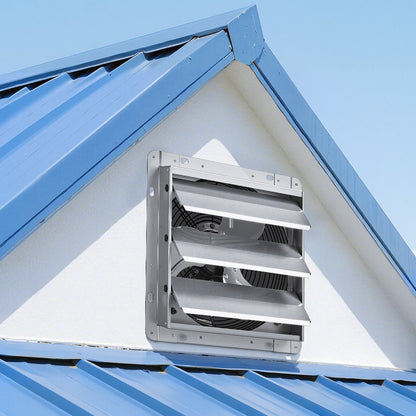 VEVOR 10 Inch Shutter Exhaust Fan Wall Mounted 874 CFM Automatic Louvers, Sturdy Steel Housing, Low Noise, AC Motor, Ventilation and Cooling for Attic, Garage, Barn, Greenhouse, Workshop, Silver - BYCSPQSMZKAC83W3Z001V1 - view 9