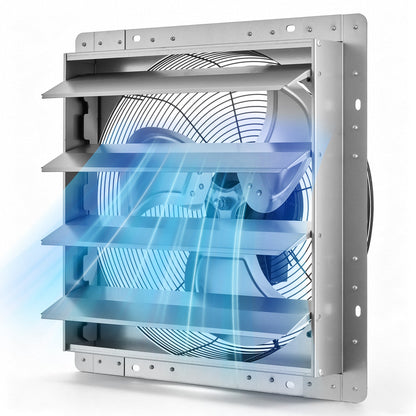 VEVOR 18 Inch Shutter Exhaust Fan Wall Mounted Automatic Louvers Silver, Sturdy Steel Housing, 3051 CFM Low Noise, AC Motor, Ventilation and Cooling for Attic, Garage, Barn, Greenhouse, Workshop - BYCSPQSMZKAC8YR40001V1 - view 1