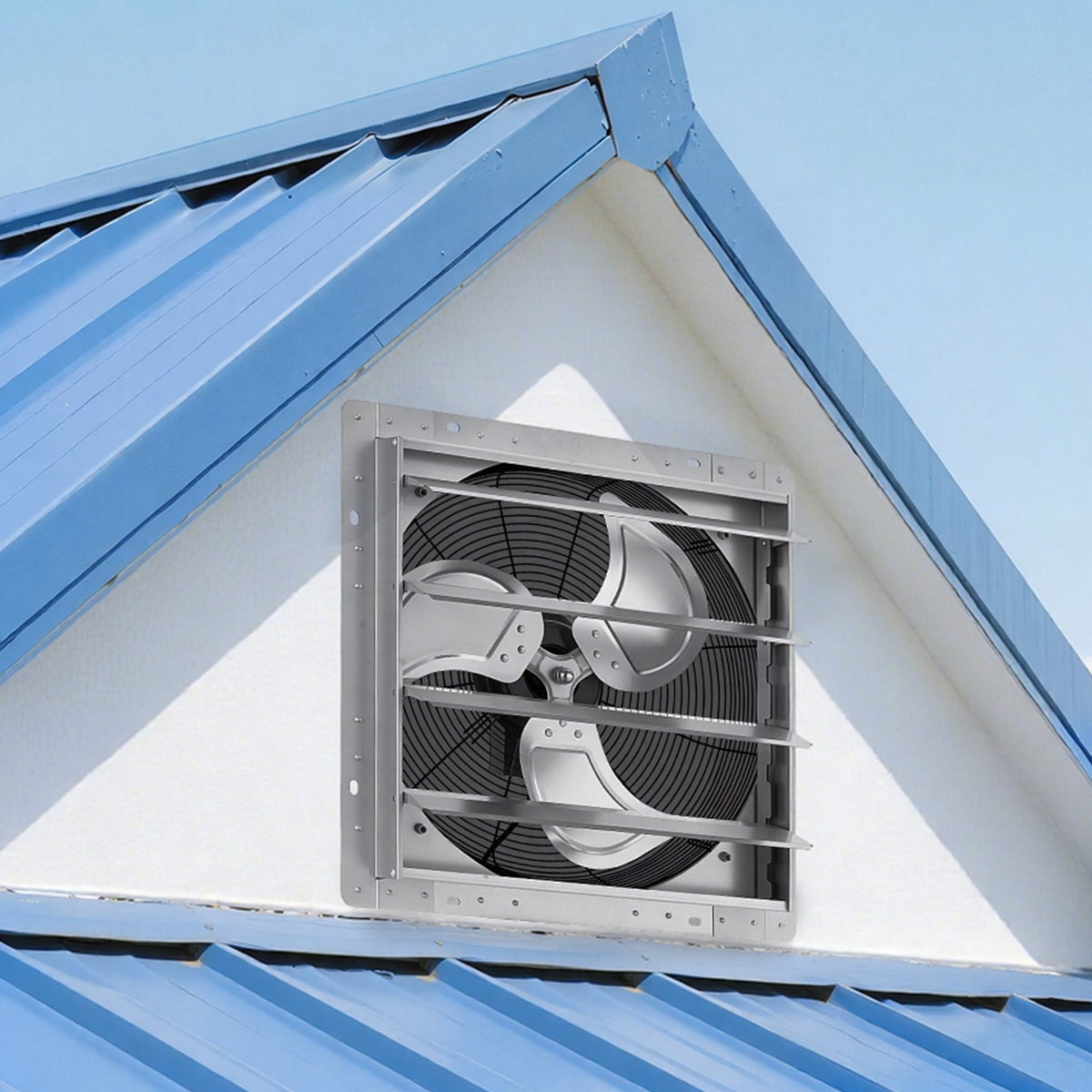 VEVOR 18 Inch Shutter Exhaust Fan Wall Mounted Automatic Louvers Silver, Sturdy Steel Housing, 3051 CFM Low Noise, AC Motor, Ventilation and Cooling for Attic, Garage, Barn, Greenhouse, Workshop - BYCSPQSMZKAC8YR40001V1 - view 9