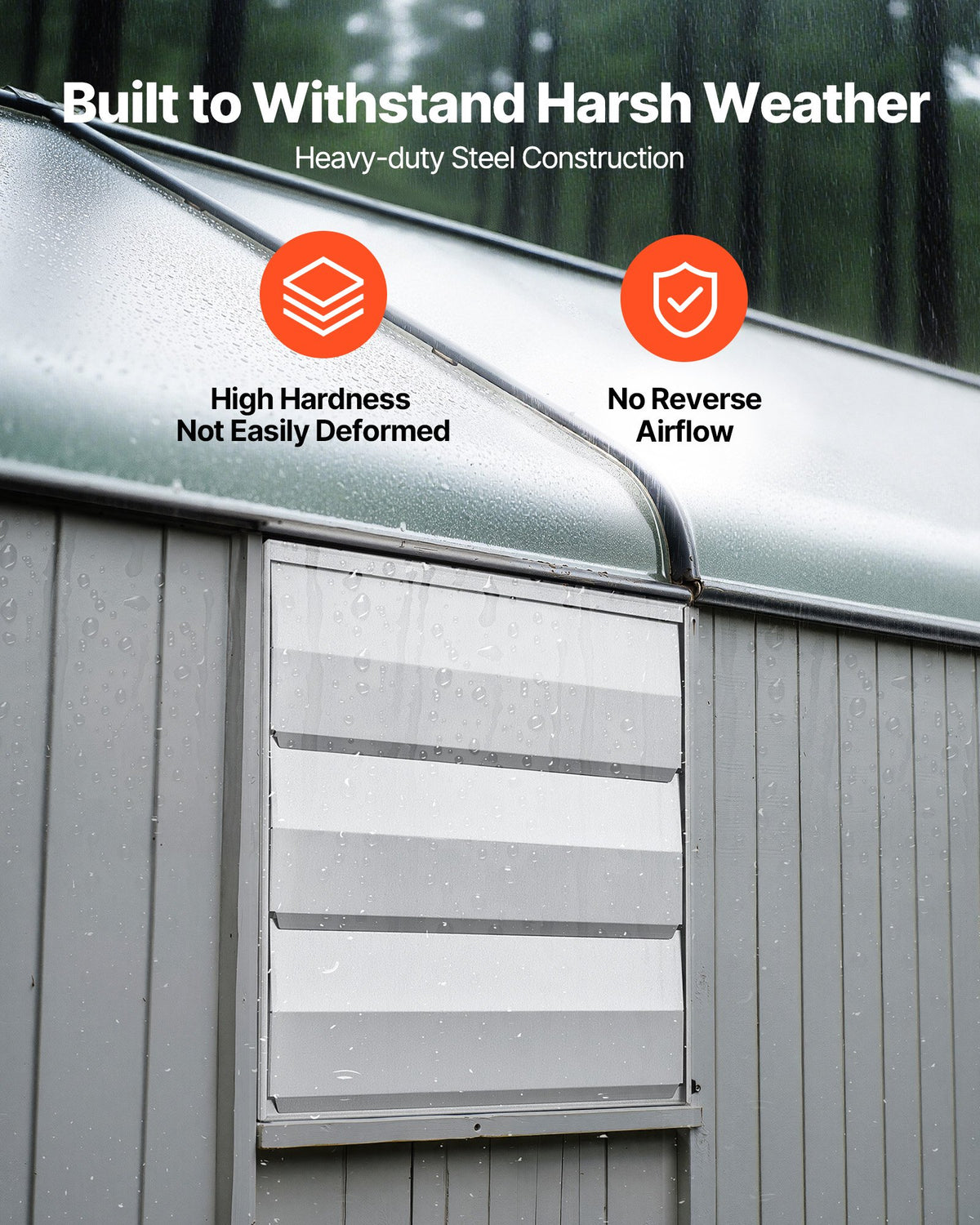 VEVOR 12 Inch Shutter Exhaust Fan Wall Mounted 1347 CFM Automatic Louvers, Sturdy Steel Housing, Low Noise, AC Motor, Ventilation and Cooling for Attic, Garage, Barn, Greenhouse, Workshop, Silver - BYCSPQSMZKACCA8YL001V1 - view 5