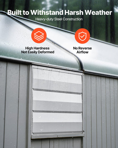 VEVOR 12 Inch Shutter Exhaust Fan Wall Mounted 1347 CFM Automatic Louvers, Sturdy Steel Housing, Low Noise, AC Motor, Ventilation and Cooling for Attic, Garage, Barn, Greenhouse, Workshop, Silver - BYCSPQSMZKACCA8YL001V1 - view 5