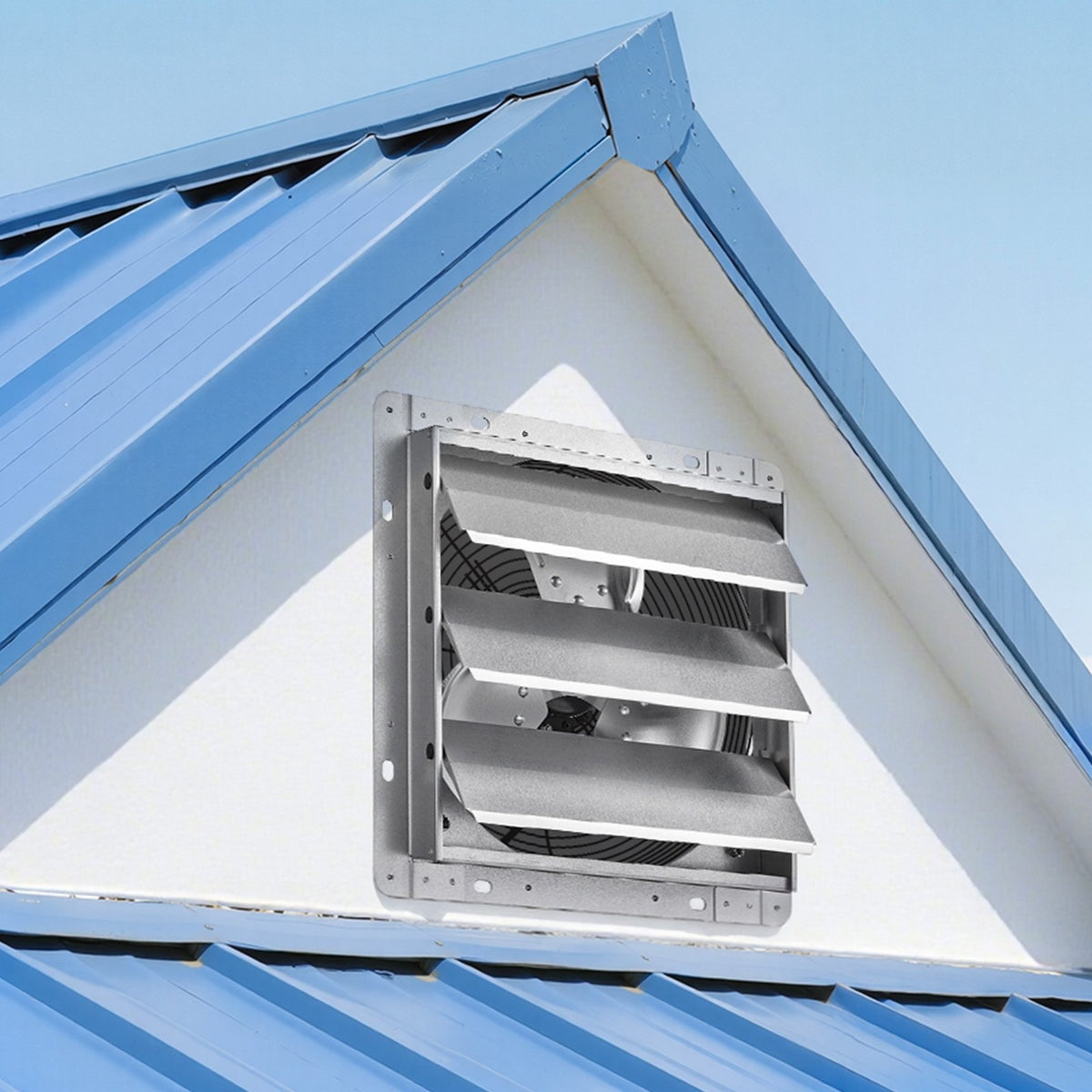 VEVOR 12 Inch Shutter Exhaust Fan Wall Mounted 1347 CFM Automatic Louvers, Sturdy Steel Housing, Low Noise, AC Motor, Ventilation and Cooling for Attic, Garage, Barn, Greenhouse, Workshop, Silver - BYCSPQSMZKACCA8YL001V1 - view 9