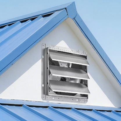 VEVOR 12 Inch Shutter Exhaust Fan Wall Mounted 1347 CFM Automatic Louvers, Sturdy Steel Housing, Low Noise, AC Motor, Ventilation and Cooling for Attic, Garage, Barn, Greenhouse, Workshop, Silver - BYCSPQSMZKACCA8YL001V1 - view 9
