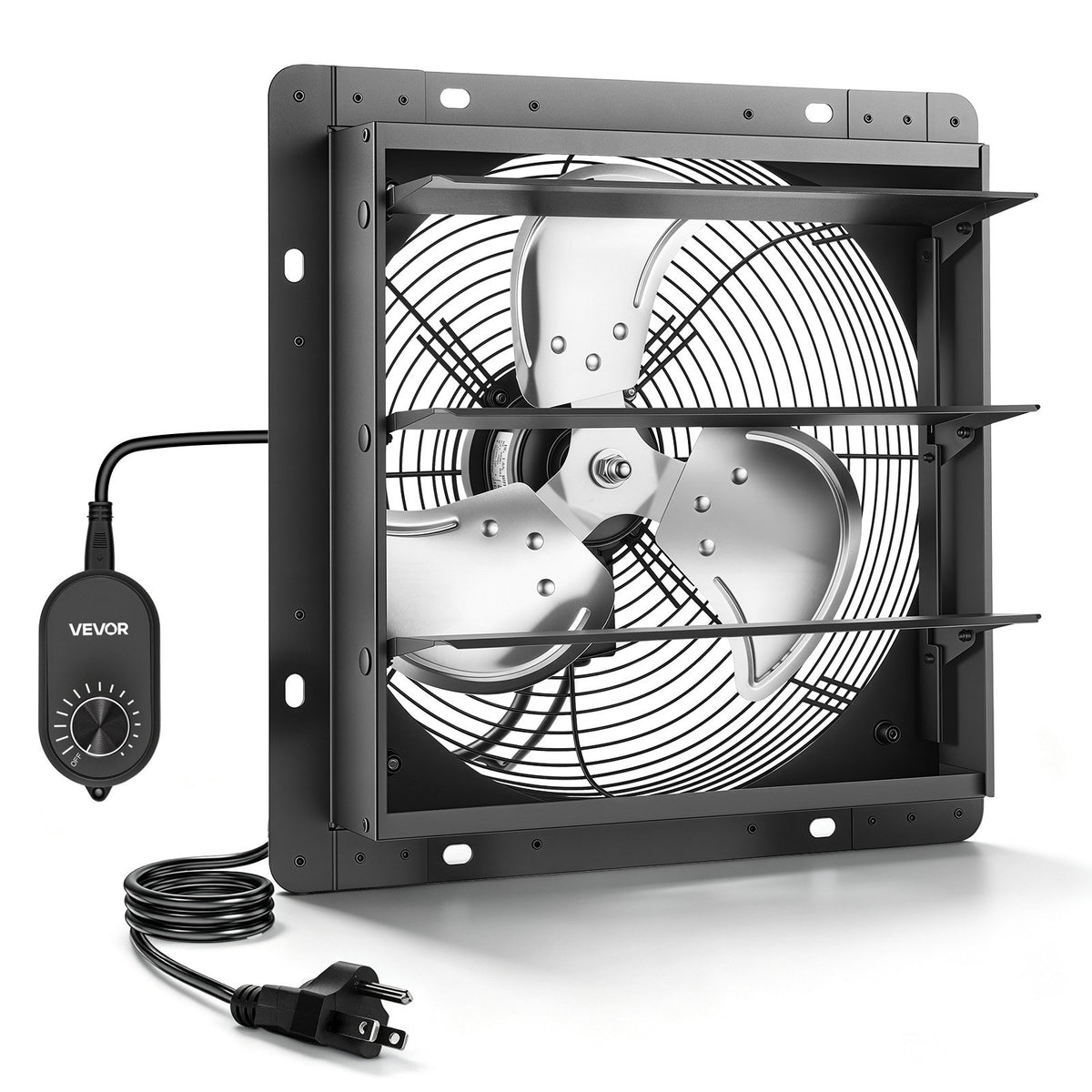 VEVOR 10 in Shutter Exhaust Fan Wall-Mount Automatic Louvers Variable Speed, Sturdy Steel Housing, Low Noise, AC Motor, 874 CFM Ventilation and Cooling for Attic, Garage, Barn, Greenhouse, Workshop - BYCSPQSMZKACKSUWG001V1 - view 1