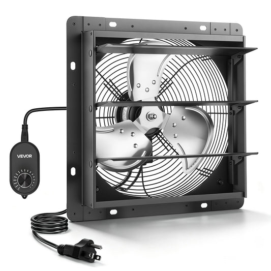 VEVOR 10 in Shutter Exhaust Fan Wall-Mount Automatic Louvers Variable Speed, Sturdy Steel Housing, Low Noise, AC Motor