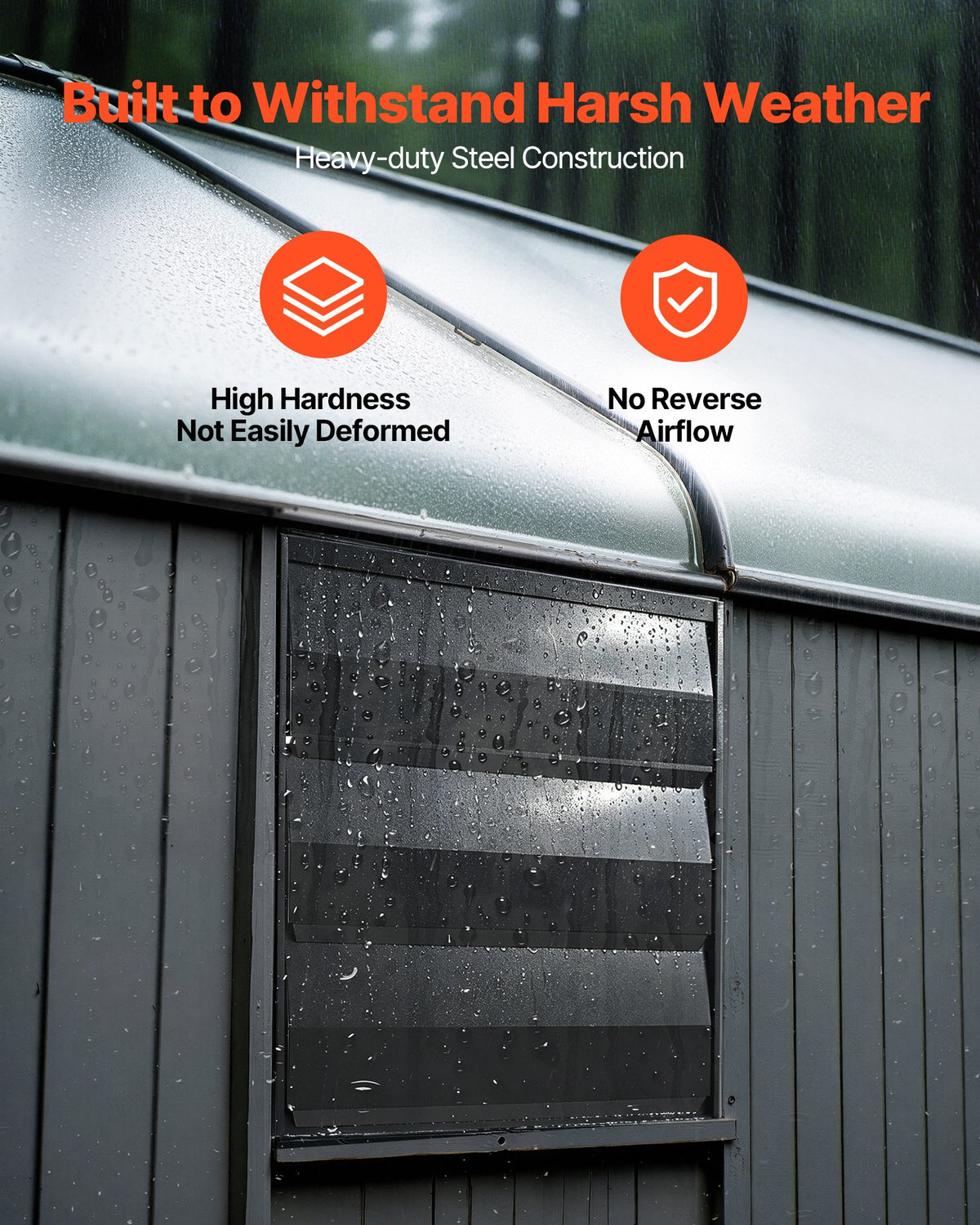 VEVOR 10 in Shutter Exhaust Fan Wall-Mount Automatic Louvers Variable Speed, Sturdy Steel Housing, Low Noise, AC Motor, 874 CFM Ventilation and Cooling for Attic, Garage, Barn, Greenhouse, Workshop - BYCSPQSMZKACKSUWG001V1 - view 5