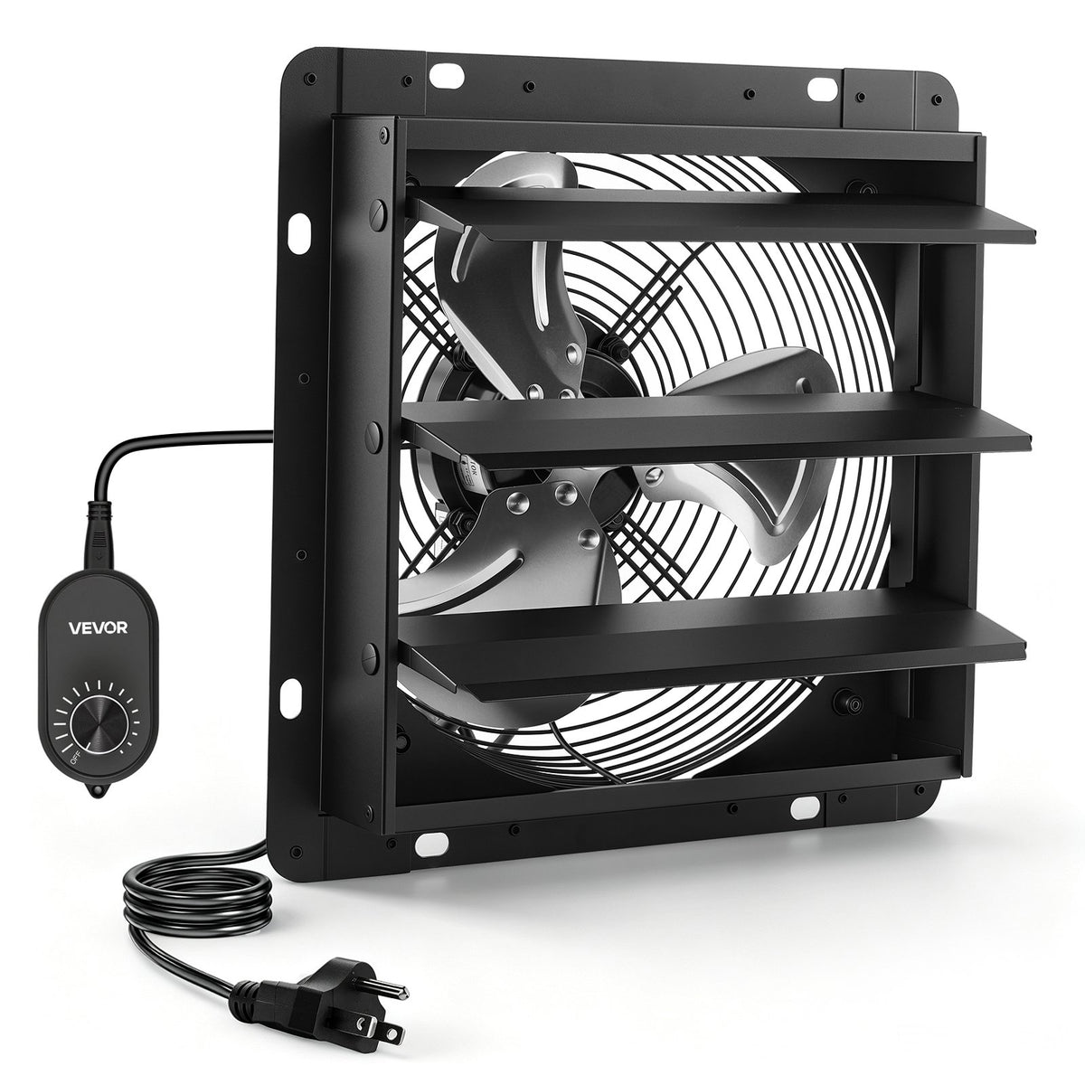 VEVOR 12 in Shutter Exhaust Fan Wall-Mount Automatic Louvers Variable Speed, Sturdy Steel Housing, Low Noise, AC Motor, 1347 CFM Ventilation and Cooling for Attic, Garage, Barn, Greenhouse, Workshop - BYCSPQSMZKACLKTG9001V1 - view 1