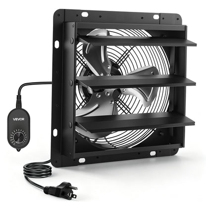 VEVOR 12 in Shutter Exhaust Fan Wall-Mount Automatic Louvers Variable Speed, Sturdy Steel Housing, Low Noise, AC Motor, 1347 CFM Ventilation and Cooling for Attic, Garage, Barn, Greenhouse, Workshop - BYCSPQSMZKACLKTG9001V1 - view 1