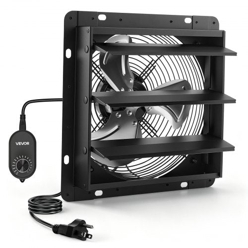 VEVOR 12 in Shutter Exhaust Fan Wall-Mount Automatic Louvers Variable Speed, Sturdy Steel Housing, Low Noise, AC Motor, 1347 CFM Ventilation and Cooling for Attic, Garage, Barn, Greenhouse, Workshop - BYCSPQSMZKACLKTG9001V1 - view 2
