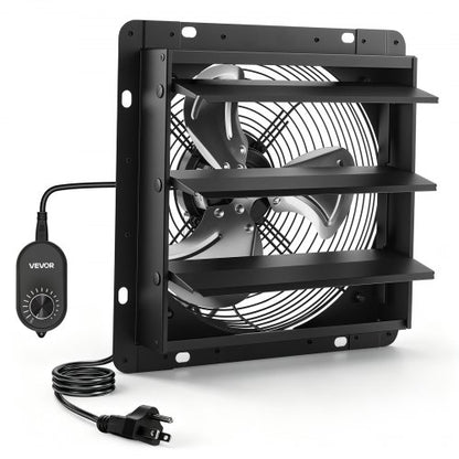 VEVOR 12 in Shutter Exhaust Fan Wall-Mount Automatic Louvers Variable Speed, Sturdy Steel Housing, Low Noise, AC Motor, 1347 CFM Ventilation and Cooling for Attic, Garage, Barn, Greenhouse, Workshop - BYCSPQSMZKACLKTG9001V1 - view 2