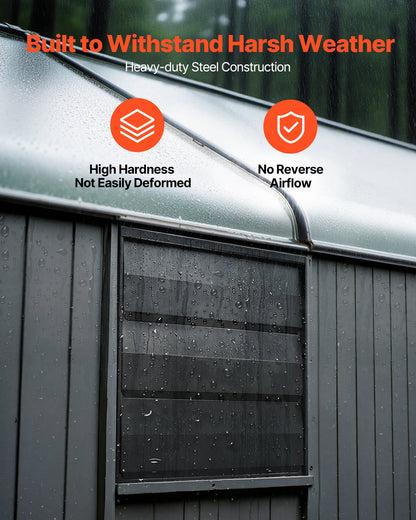 VEVOR 12 in Shutter Exhaust Fan Wall-Mount Automatic Louvers Variable Speed, Sturdy Steel Housing, Low Noise, AC Motor, 1347 CFM Ventilation and Cooling for Attic, Garage, Barn, Greenhouse, Workshop - BYCSPQSMZKACLKTG9001V1 - view 5