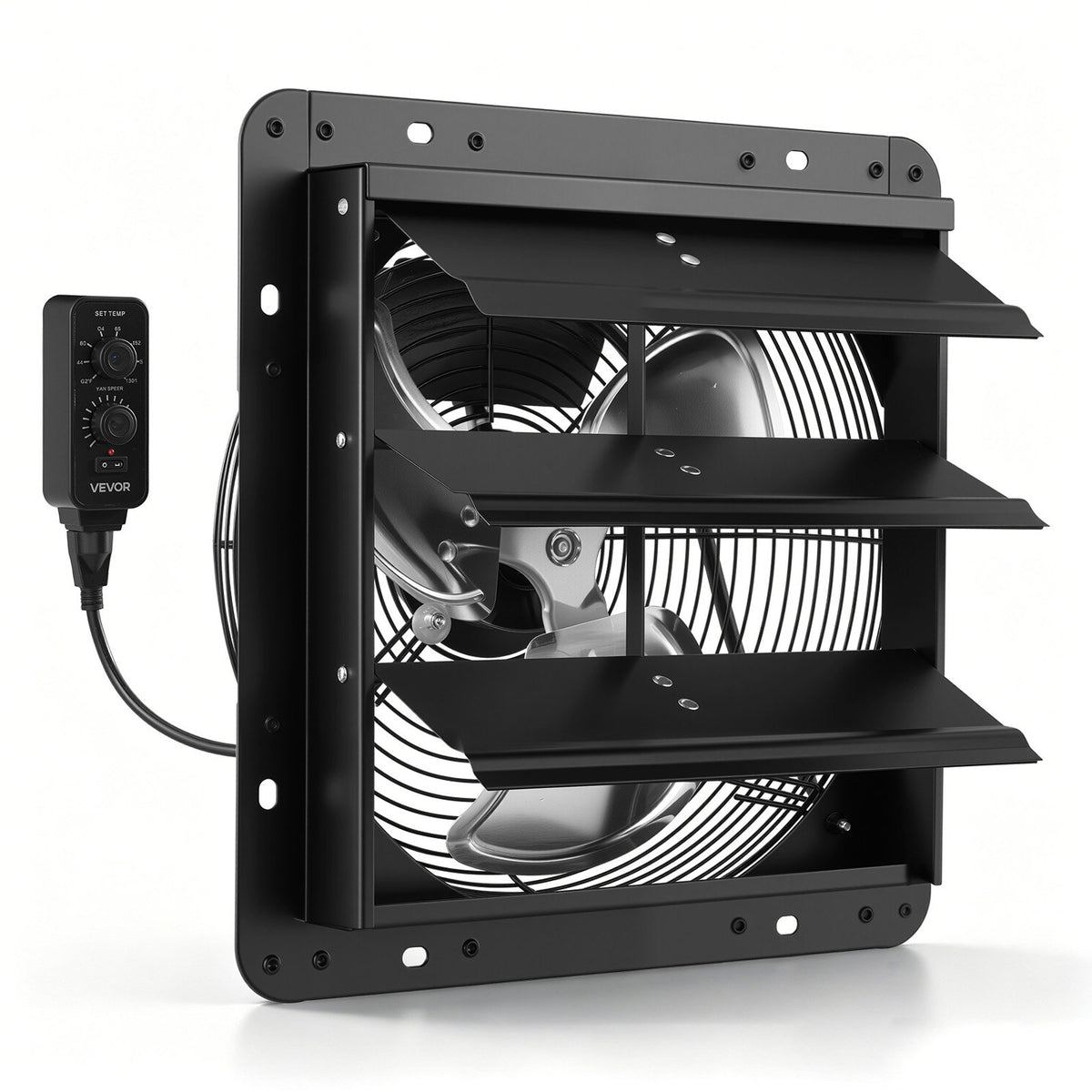 VEVOR 12 inch Shutter Exhaust Fan Wall-Mount Variable Speed Temperature, Automatic Louvers Sturdy Steel Housing, Low Noise, Ventilation and Cooling for Attic, Garage, Barn, Greenhouse, Workshop - BYCSPQSMZKACLO3KO001V1 - view 1