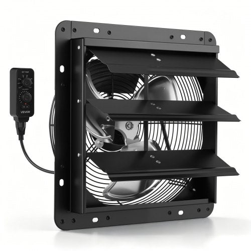 VEVOR 12 inch Shutter Exhaust Fan Wall-Mount Variable Speed Temperature, Automatic Louvers Sturdy Steel Housing, Low Noise, Ventilation and Cooling for Attic, Garage, Barn, Greenhouse, Workshop - BYCSPQSMZKACLO3KO001V1 - view 2