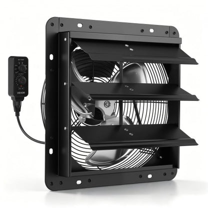 VEVOR 12 inch Shutter Exhaust Fan Wall-Mount Variable Speed Temperature, Automatic Louvers Sturdy Steel Housing, Low Noise, Ventilation and Cooling for Attic, Garage, Barn, Greenhouse, Workshop - BYCSPQSMZKACLO3KO001V1 - view 2