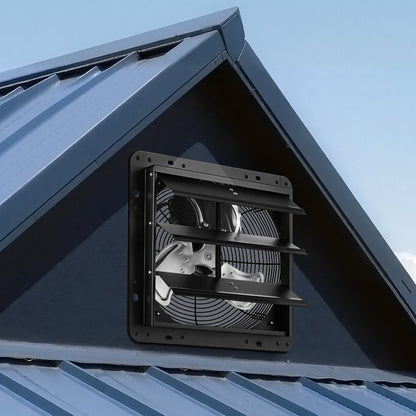 VEVOR 12 inch Shutter Exhaust Fan Wall-Mount Variable Speed Temperature, Automatic Louvers Sturdy Steel Housing, Low Noise, Ventilation and Cooling for Attic, Garage, Barn, Greenhouse, Workshop - BYCSPQSMZKACLO3KO001V1 - view 9