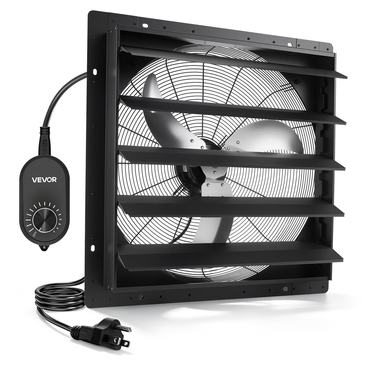 VEVOR 24 in Shutter Exhaust Fan Wall-Mount Automatic Louvers Variable Speed, Sturdy Steel Housing, Low Noise, AC Motor, 7030 CFM Ventilation and Cooling for Attic, Garage, Barn, Greenhouse, Workshop - BYCSPQSMZKACOMNYI001V1 - view 1