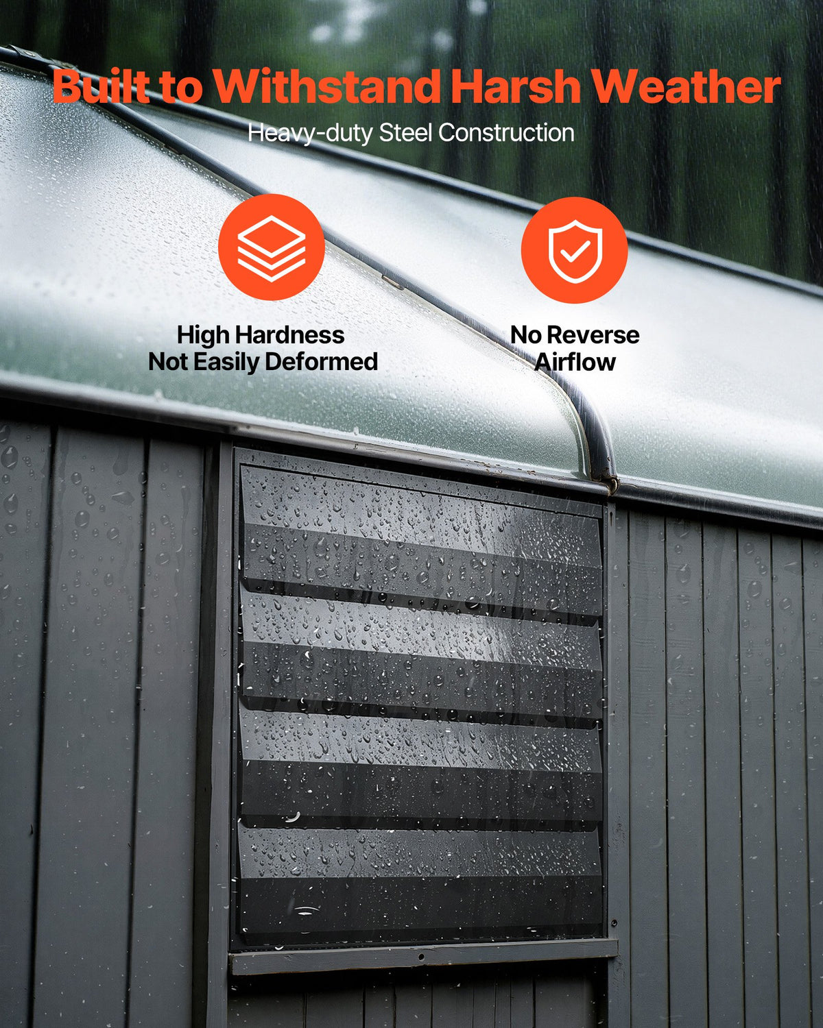 VEVOR 14 in Shutter Exhaust Fan Wall-Mount Automatic Louvers Variable Speed, Sturdy Steel Housing, Low Noise, AC Motor, 1802 CFM Ventilation and Cooling for Attic, Garage, Barn, Greenhouse, Workshop - BYCSPQSMZKACQHV4J001V1 - view 5