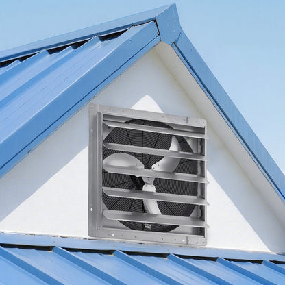 VEVOR 24 Inch Shutter Exhaust Fan Wall Mounted Automatic Louvers Silver, Sturdy Steel Housing, Low Noise, AC Motor, 7030 CFM Ventilation and Cooling for Attic, Garage, Barn, Greenhouse, Workshop - BYCSPQSMZKACSZLY5001V1 - view 9