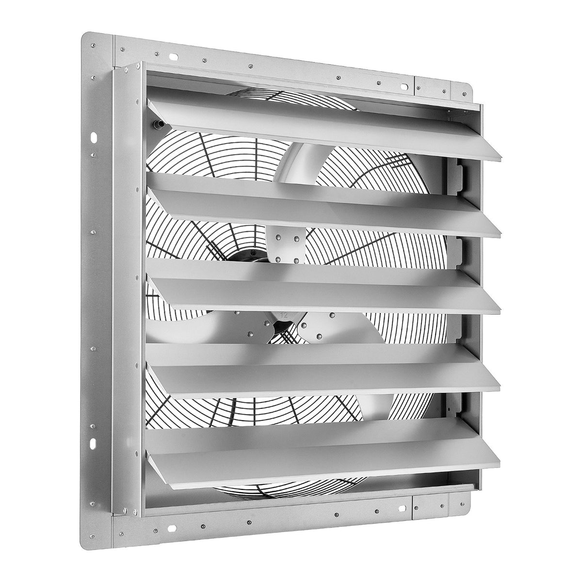 VEVOR 24 Inch Shutter Exhaust Fan Wall Mounted Automatic Louvers Silver, Sturdy Steel Housing, Low Noise, AC Motor, 7030 CFM Ventilation and Cooling for Attic, Garage, Barn, Greenhouse, Workshop - BYCSPQSMZKACSZLY5001V1 - view 10