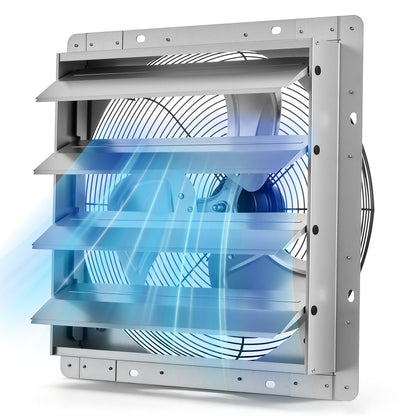 VEVOR 16 Inch Shutter Exhaust Fan Wall Mounted Automatic Louvers Silver, Sturdy Steel Housing, 2438 CFM Low Noise, AC Motor, Ventilation and Cooling for Attic, Garage, Barn, Greenhouse, Workshop - BYCSPQSMZKACT3GCP001V1 - view 1