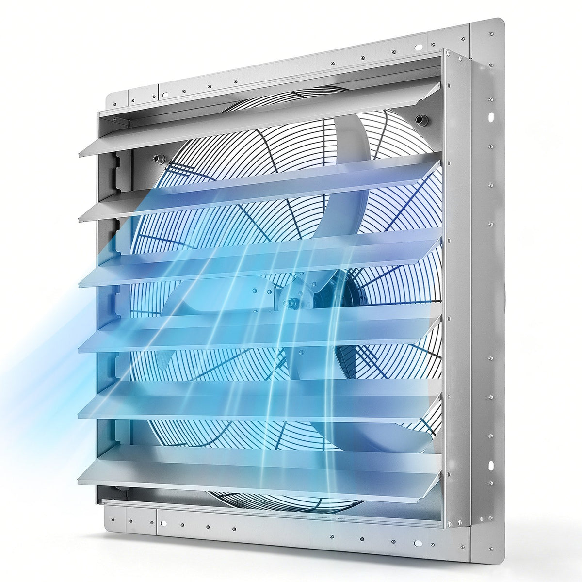 VEVOR 30 Inch Shutter Exhaust Fan Wall Mounted Automatic Louvers Silver, Sturdy Steel Housing, Low Noise, AC Motor, 8099 CFM Ventilation and Cooling for Attic, Garage, Barn, Greenhouse, Workshop - BYCSPQSMZKACZ6SKF001V1 - view 1