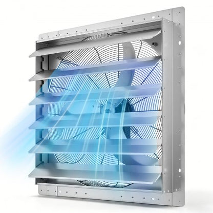 VEVOR 30 Inch Shutter Exhaust Fan Wall Mounted Automatic Louvers Silver, Sturdy Steel Housing, Low Noise, AC Motor, 8099 CFM Ventilation and Cooling for Attic, Garage, Barn, Greenhouse, Workshop - BYCSPQSMZKACZ6SKF001V1 - view 2
