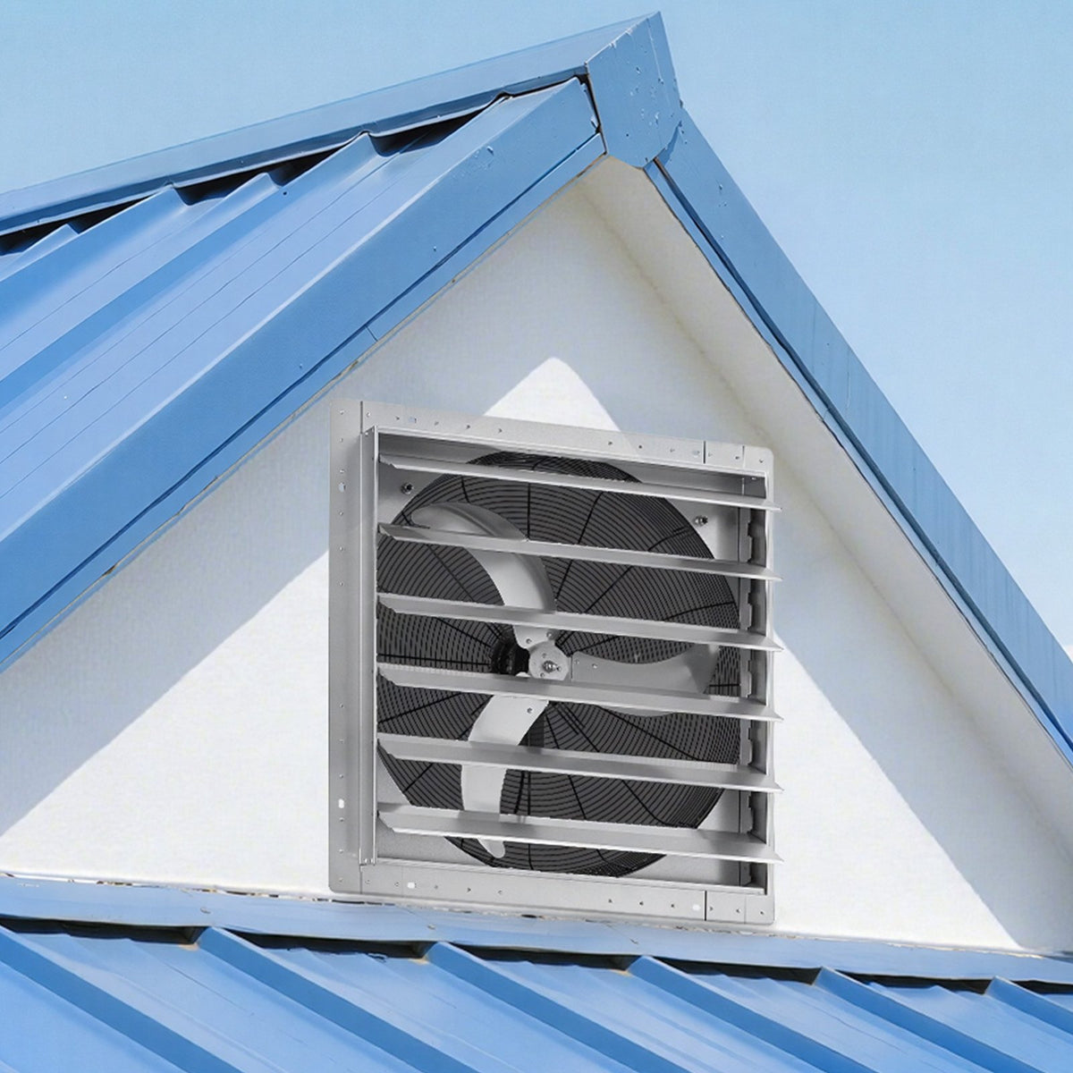 VEVOR 30 Inch Shutter Exhaust Fan Wall Mounted Automatic Louvers Silver, Sturdy Steel Housing, Low Noise, AC Motor, 8099 CFM Ventilation and Cooling for Attic, Garage, Barn, Greenhouse, Workshop - BYCSPQSMZKACZ6SKF001V1 - view 9