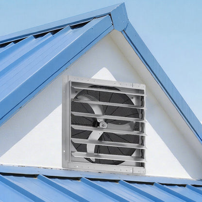VEVOR 30 Inch Shutter Exhaust Fan Wall Mounted Automatic Louvers Silver, Sturdy Steel Housing, Low Noise, AC Motor, 8099 CFM Ventilation and Cooling for Attic, Garage, Barn, Greenhouse, Workshop - BYCSPQSMZKACZ6SKF001V1 - view 9