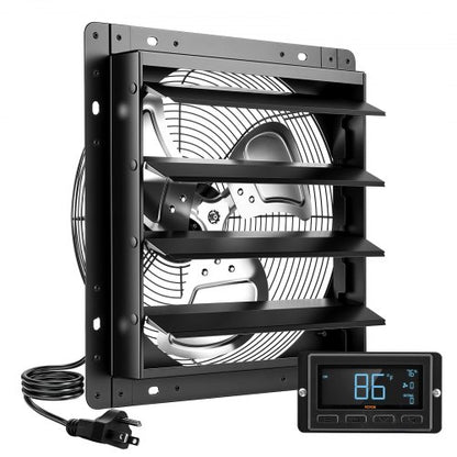 VEVOR 14 Inch Shutter Exhaust Fan Wall Mounted Automatic Louvers EC Motor, Steel Housing, Temperature & Humidity Controller, Ventilation & Cooling for Attic, Garage, Barn, Greenhouse, Workshop, Black - BYCSPQSMZKECBQUYN001V1 - view 2