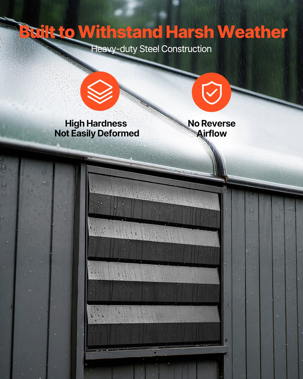 VEVOR 16 Inch Shutter Exhaust Fan Wall Mounted Automatic Louvers EC Motor, Steel Housing, Temperature & Humidity Controller, Ventilation & Cooling for Attic, Garage, Barn, Greenhouse, Workshop, Black - BYCSPQSMZKECFDH69001V1 - view 5