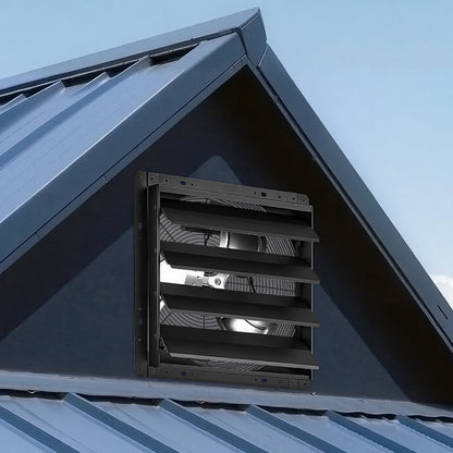 VEVOR 16 Inch Shutter Exhaust Fan Wall Mounted Automatic Louvers EC Motor, Steel Housing, Temperature & Humidity Controller, Ventilation & Cooling for Attic, Garage, Barn, Greenhouse, Workshop, Black - BYCSPQSMZKECFDH69001V1 - view 9