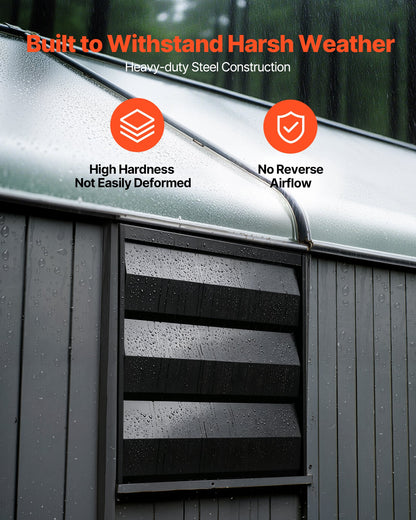 VEVOR 12 Inch Shutter Exhaust Fan Wall Mounted Automatic Louvers EC Motor, Steel Housing, Temperature & Humidity Controller, Ventilation & Cooling for Attic, Garage, Barn, Greenhouse, Workshop, Black - BYCSPQSMZKECOJ23P001V1 - view 5