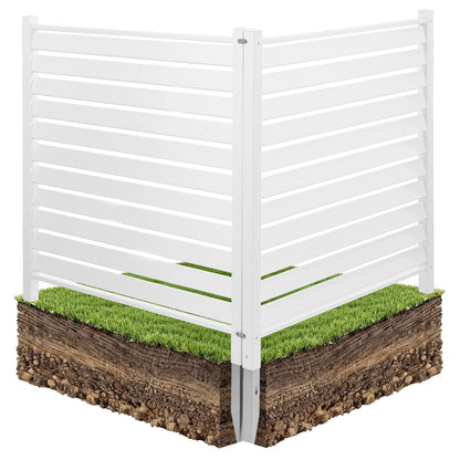 VEVOR 2 Panels Outdoor Privacy Screen, 48 x 48 in Air Conditioner Fence with 19.7 in Ground Stakes, Pool Equipment Enclosure, Louvered Vinyl Privacy Fence, Ideal for Trash Can and A/C Units, White - BYCYXJWLMBBSJC4ZS001V0 - view 1