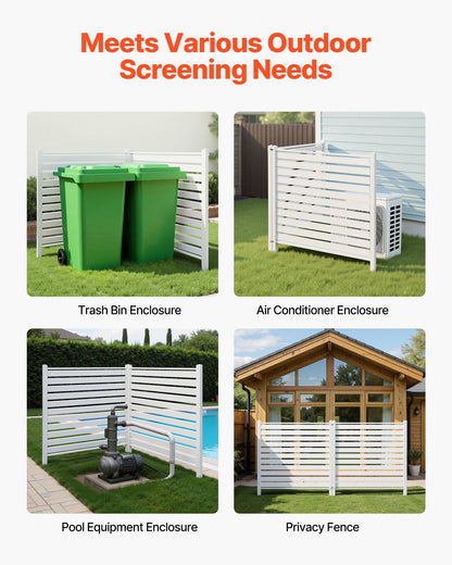 VEVOR 2 Panels Outdoor Privacy Screen, 48 x 48 in Air Conditioner Fence with 19.7 in Ground Stakes, Pool Equipment Enclosure, Louvered Vinyl Privacy Fence, Ideal for Trash Can and A/C Units, White - BYCYXJWLMBBSJC4ZS001V0 - view 7
