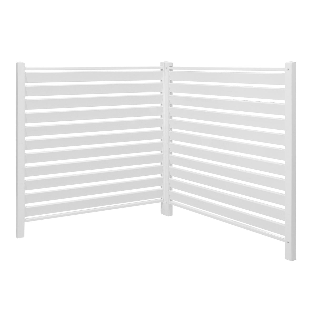 VEVOR 2 Panels Outdoor Privacy Screen, 48 x 48 in Air Conditioner Fence with 19.7 in Ground Stakes, Pool Equipment Enclosure, Louvered Vinyl Privacy Fence, Ideal for Trash Can and A/C Units, White - BYCYXJWLMBBSJC4ZS001V0 - view 10