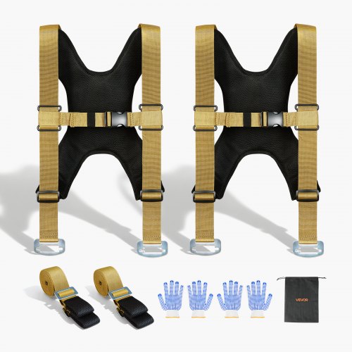 VEVOR Moving Straps, Supports up to 1000 lbs, 2-Person Lifting and Moving System with 2 Harness Straps & 2 Load-bearing Straps, Adjustable Lifting Straps for Moving Furniture Appliances Mattresses - BYDBKSJCX100T7ANZ001V0 - view 2