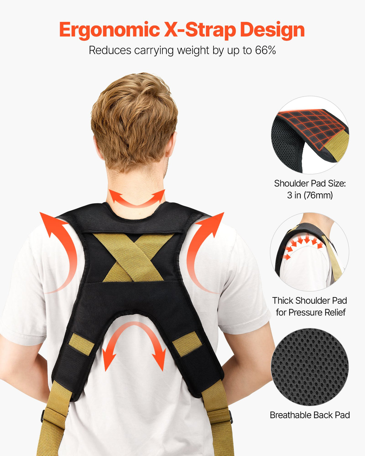 VEVOR Moving Straps, Supports up to 1000 lbs, 2-Person Lifting and Moving System with 2 Harness Straps & 2 Load-bearing Straps, Adjustable Lifting Straps for Moving Furniture Appliances Mattresses - BYDBKSJCX100T7ANZ001V0 - view 4