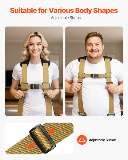 VEVOR Moving Straps, Supports up to 1000 lbs, 2-Person Lifting and Moving System with 2 Harness Straps & 2 Load-bearing Straps, Adjustable Lifting Straps for Moving Furniture Appliances Mattresses - BYDBKSJCX100T7ANZ001V0 - view 5