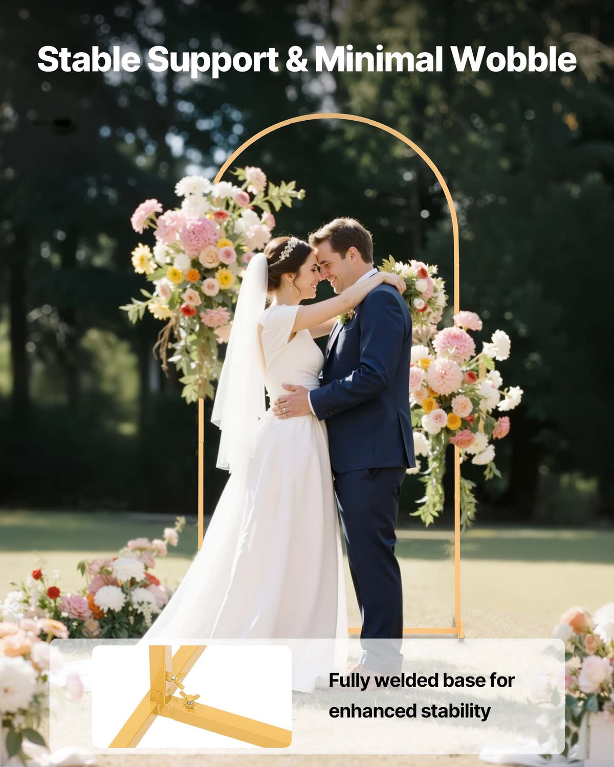 VEVOR Arch Backdrop Stand, 6.6 x 3.3 ft, Stable Structure, Easy Assembly, 1 Piece Gold Metal Arch Backdrop Stand for Wedding, Birthday Party, Graduation, Holiday Celebration, and Ceremony Decoration - BYDGMJDJT66FVMQ73001V0 - view 5